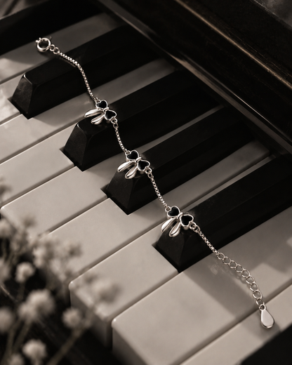 Black Heart Charm 925 Sterling Silver Bracelet