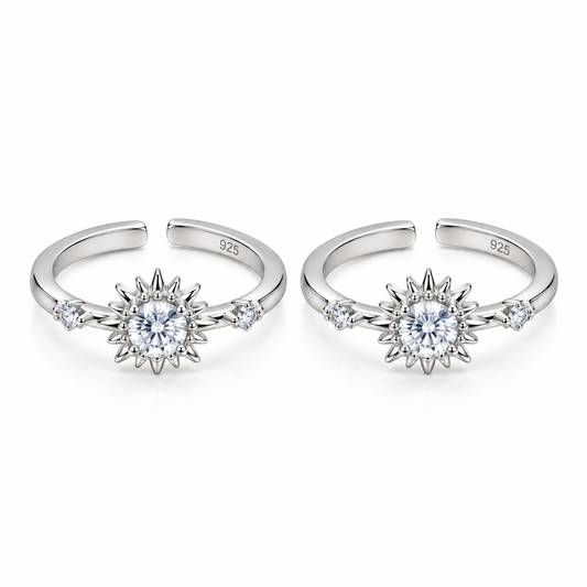 Radiant Sun 925 Silver Adjustable Toe Ring (Rose Gold Finish)