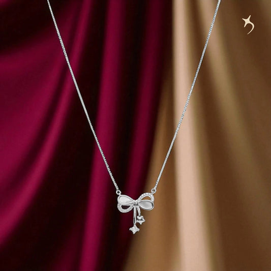 Starlit Bow Silver Necklace - 925 Silver