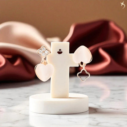 The Blush Bloom Heart Earrings - 925 Silver