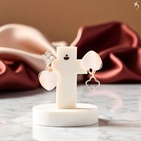 The Blush Bloom Heart Earrings - 925 Silver