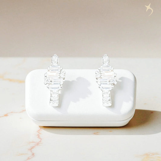 The Crystal Baguette Orbit Hoops - 925 Silver