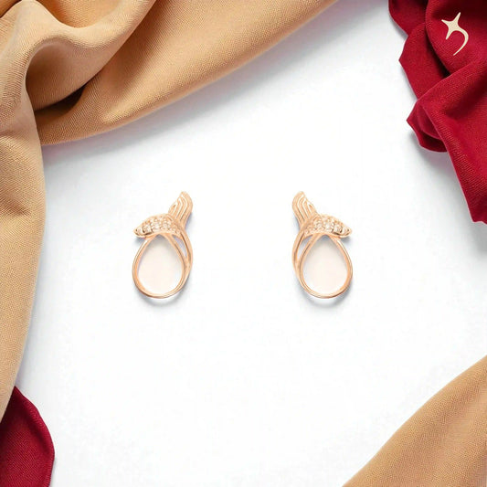 The Ethereal Dewdrop Rose Gold Studs - 925 Silver