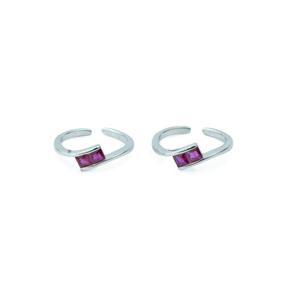 Silver 92.5 Ruby Glow Minimal Toe Ring