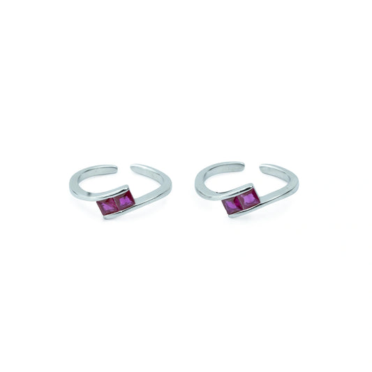 Silver 92.5 Ruby Glow Minimal Toe Ring