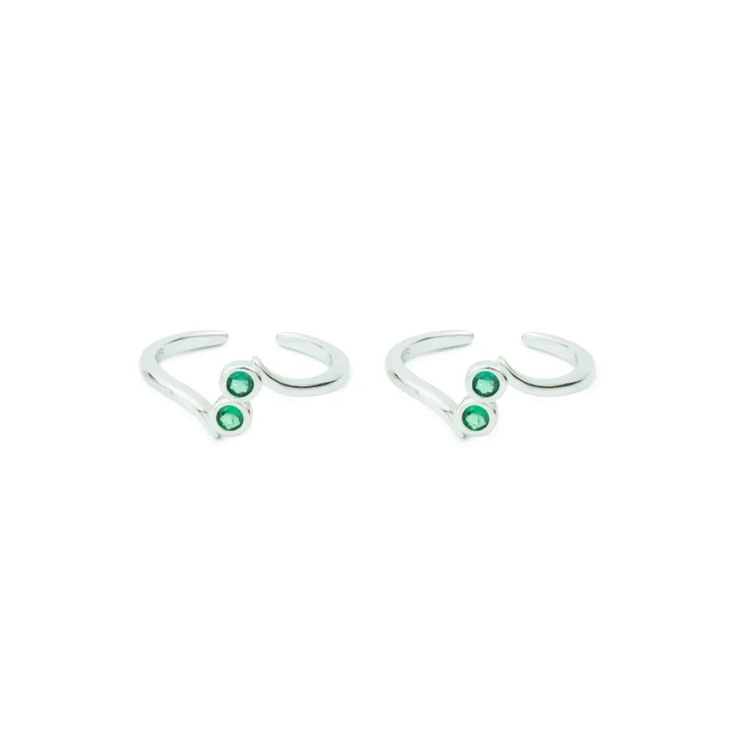 Emerald Duo  Adjustable Toe Ring-925 Silver
