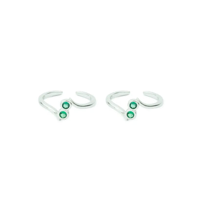 Emerald Duo  Adjustable Toe Ring-925 Silver