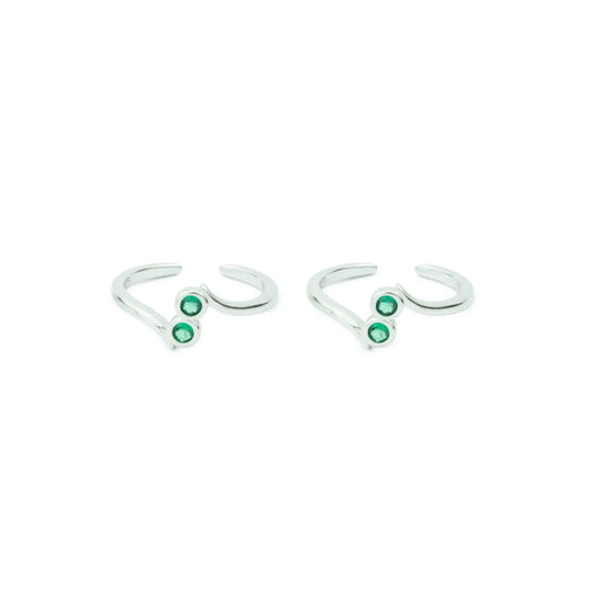 Emerald Duo  Adjustable Toe Ring-925 Silver