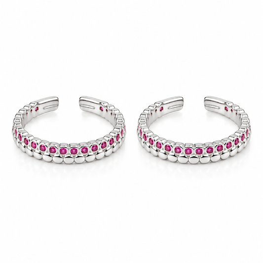 Rosé Sparkle 925 Silver Adjustable Toe Ring