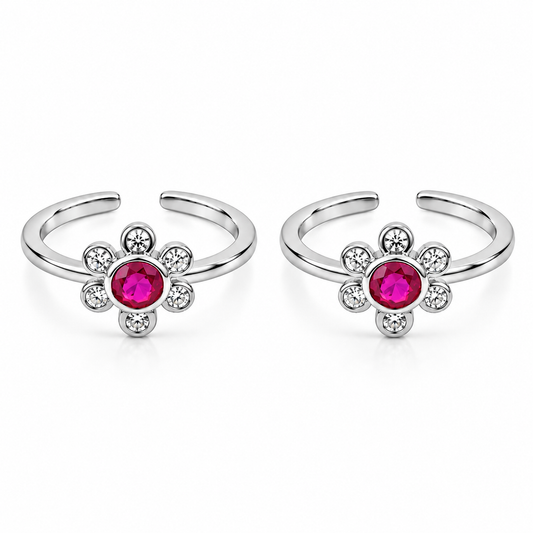Ruby Bloom Silver 92.5 Toe Rings