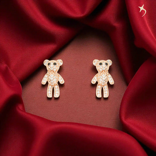 Twinkle Teddy Rose Gold Stud - 925 Silver