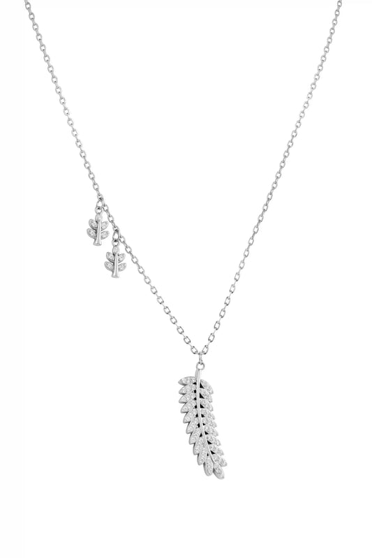 Enchanted Leaf & Pearl Necklace - 925 Silver