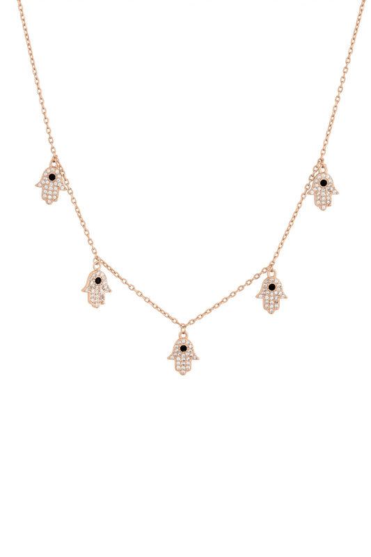 Hamsa Charm Necklace - 925 Silver