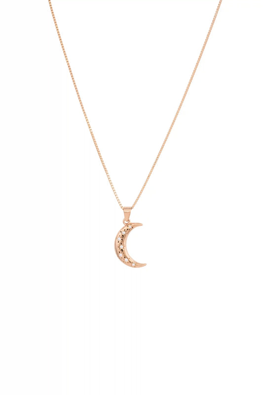 Stardust Crescent Necklace - 925 Silver