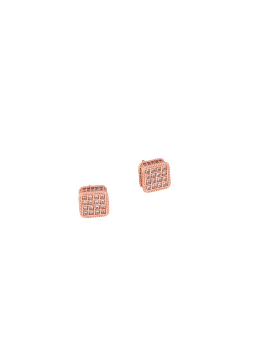 Cubic Zerconia Full Stone Stud Earrings - 925 silver