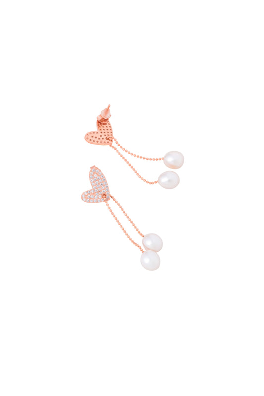 Heart Pearl Dangler - 925 Silver