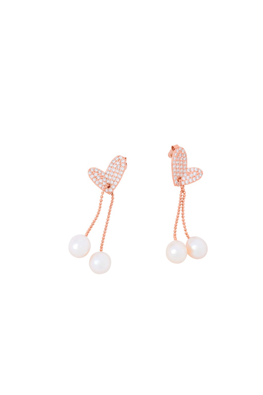 Heart Pearl Dangler - 925 Silver