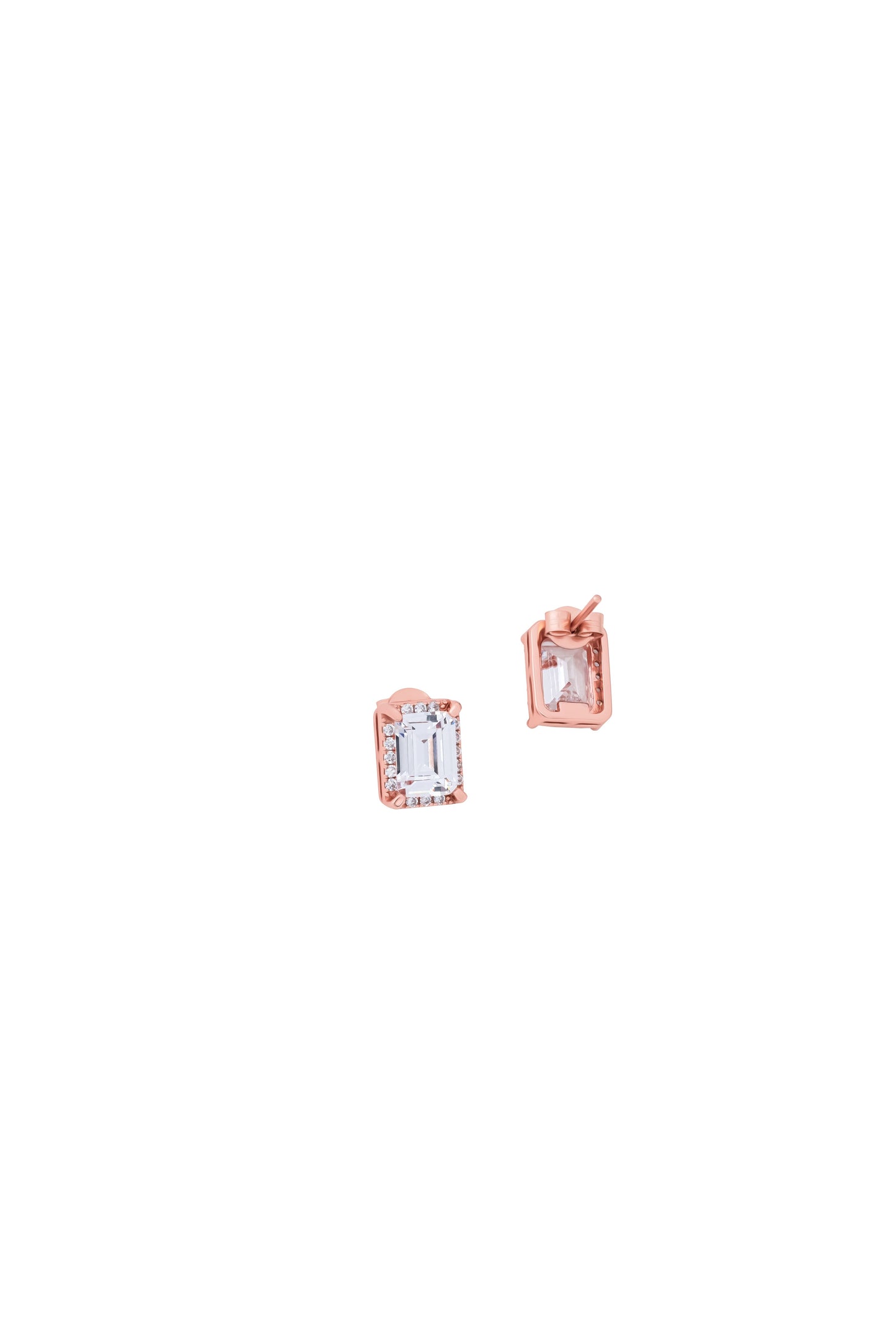 Cubic Zerconia Stone Emerald Cut Stud