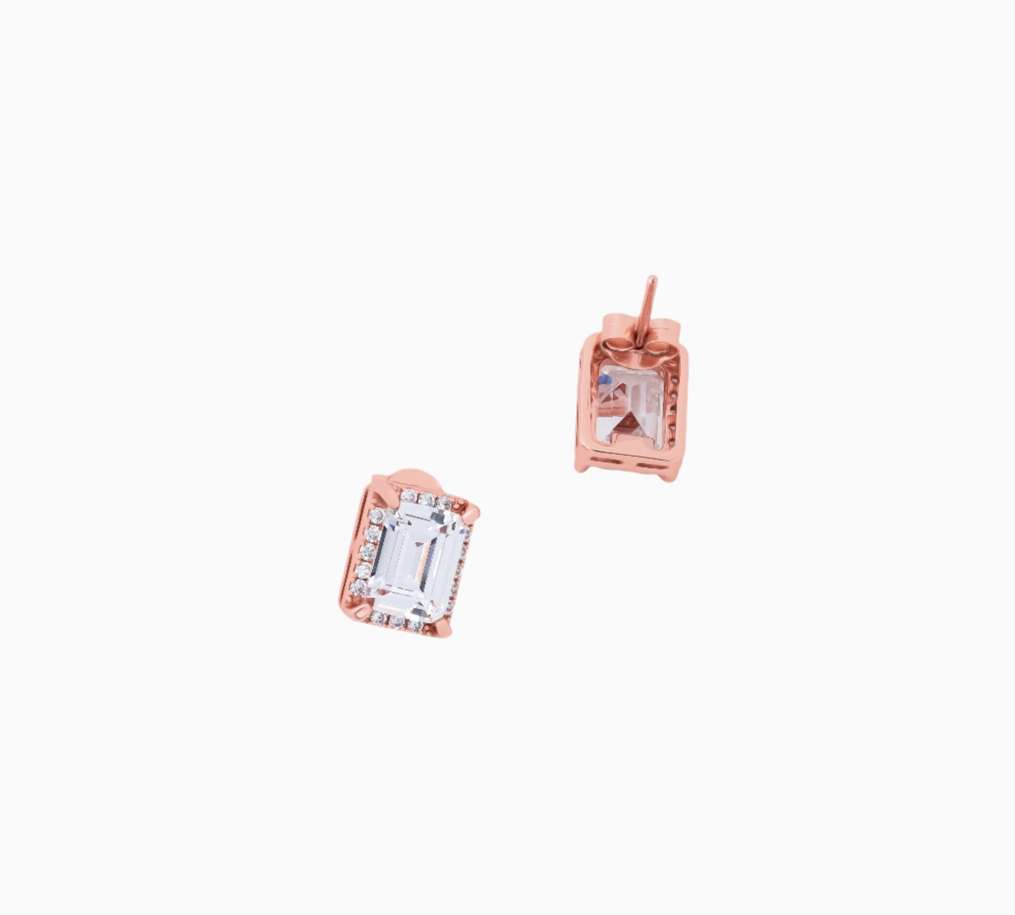 Cubic Zerconia Stone Emerald Cut Stud