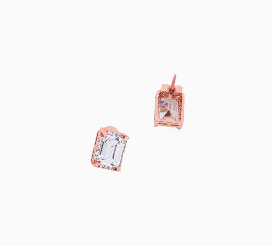 Cubic Zerconia Stone Emerald Cut Stud