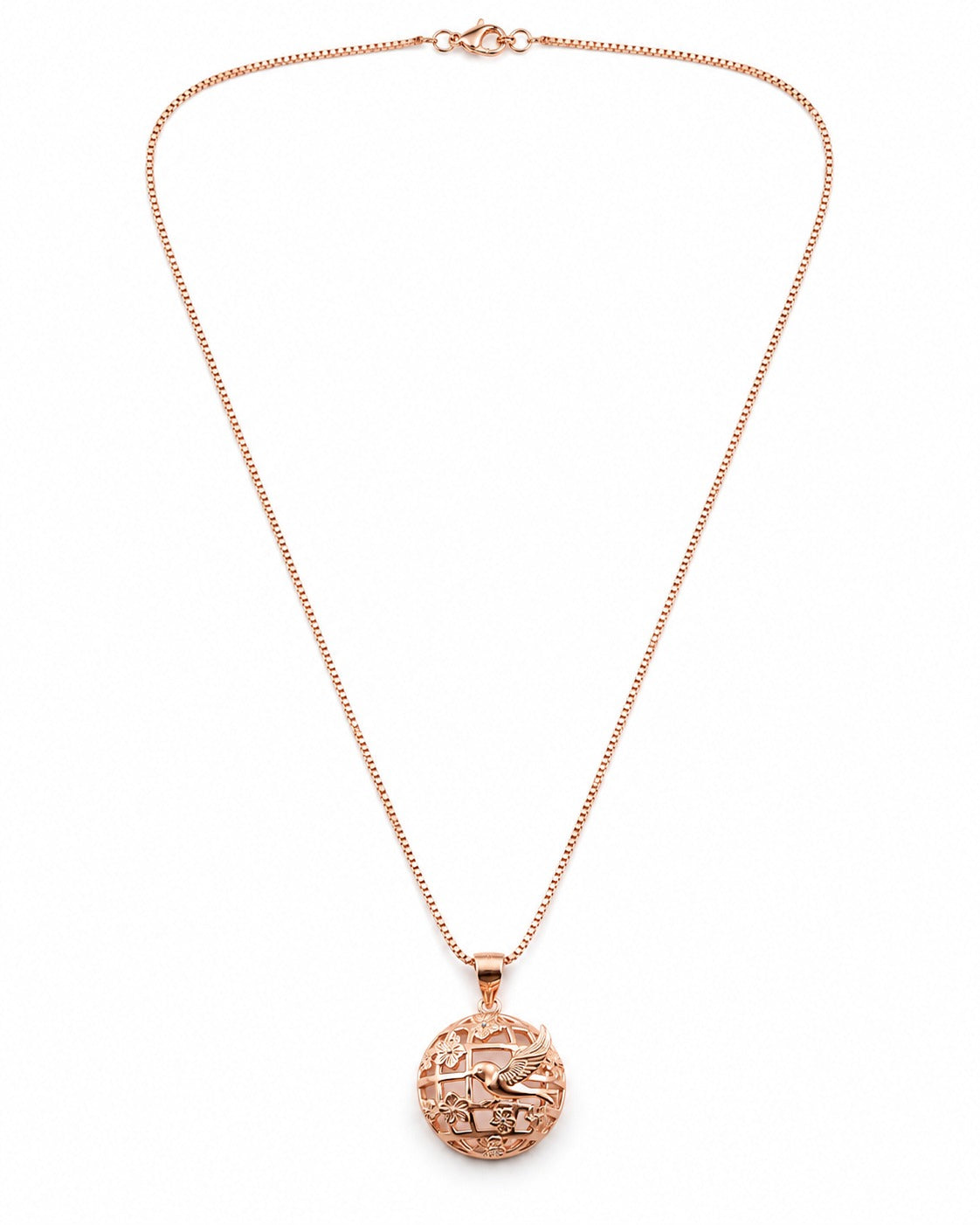 Rose Gold Bird Motif Pendant Necklace