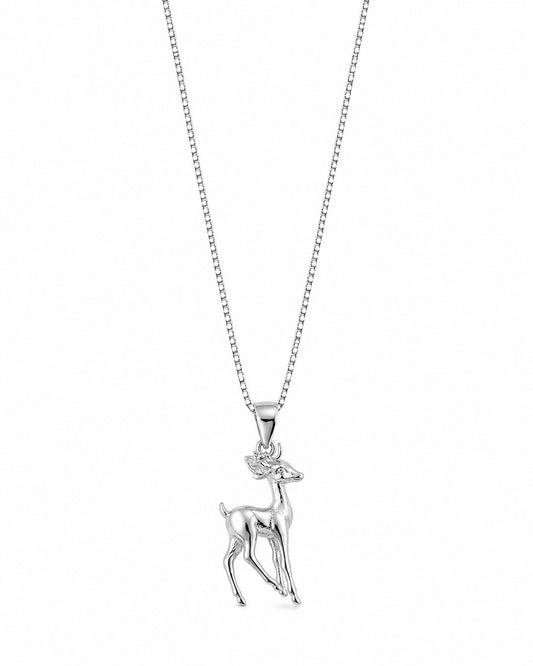 Sterling Silver Deer Pendant Necklace