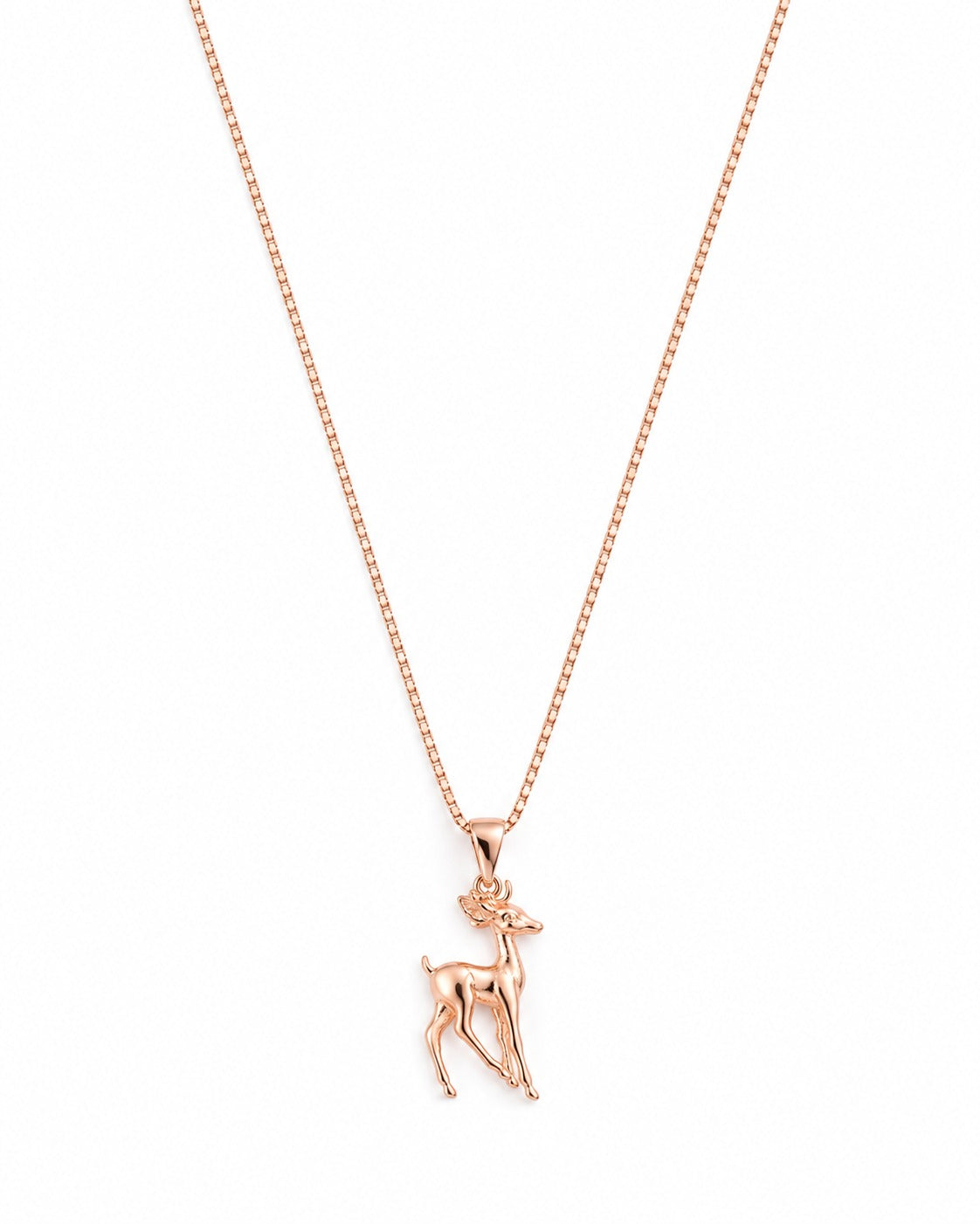 Rose Gold Deer Pendant Necklace – 925 Sterling Silver