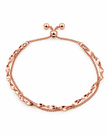 Rose Gold Twisted Double-Layer Chain Bracelet