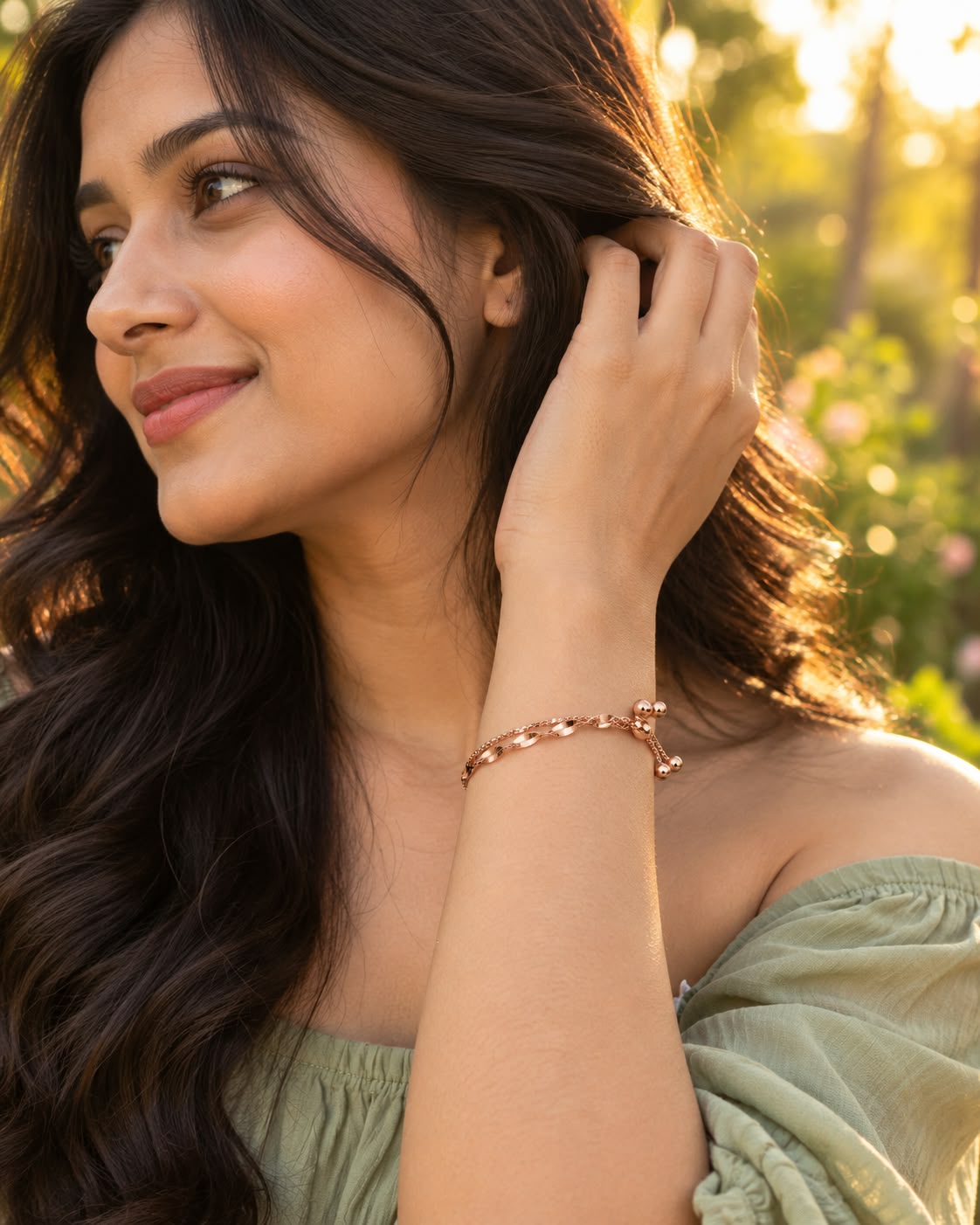 Rose Gold Twisted Double-Layer Chain Bracelet