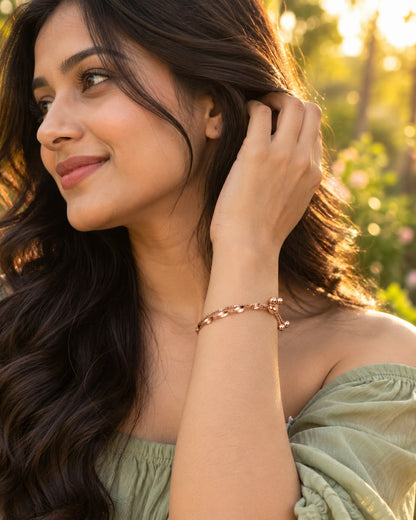 Rose Gold Twisted Double-Layer Chain Bracelet