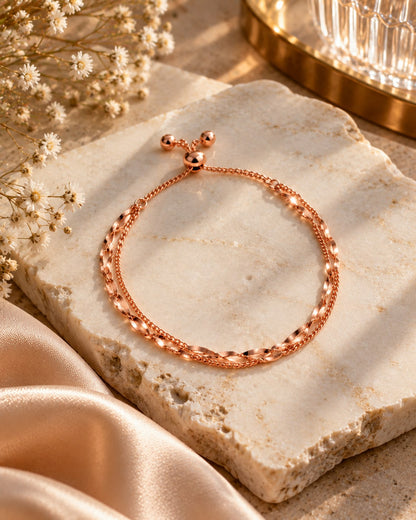Rose Gold Twisted Double-Layer Chain Bracelet