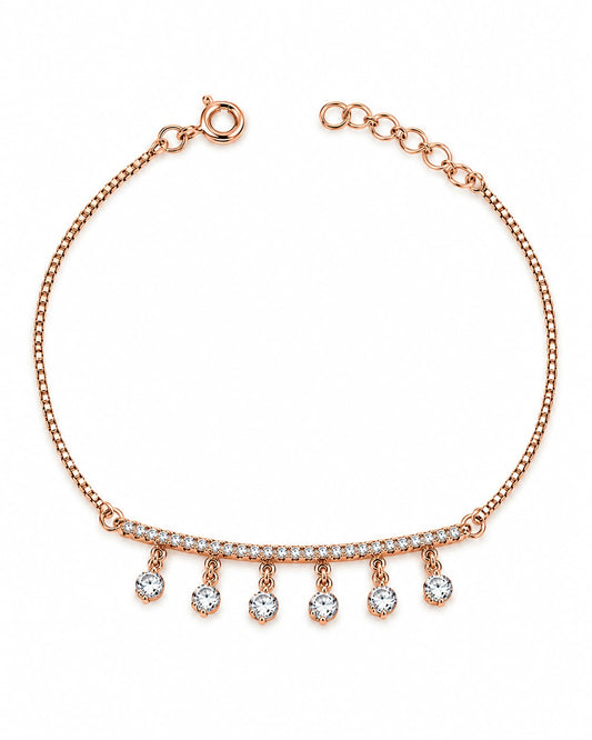 Rose Gold Crystal Dangle Bar Bracelet