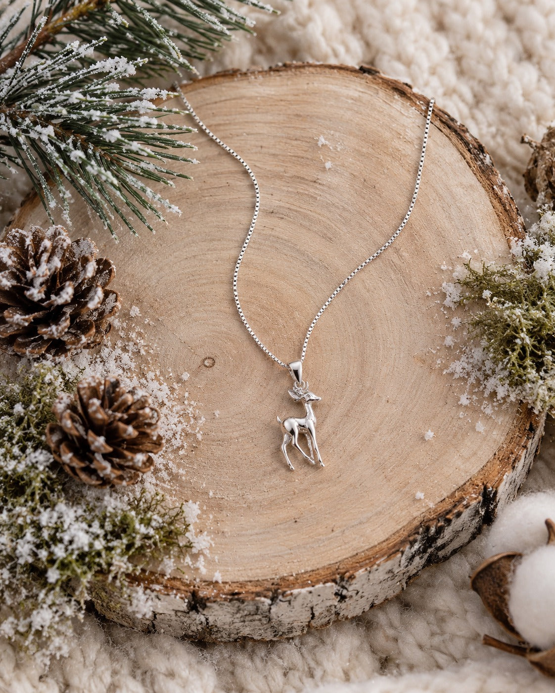 Sterling Silver Deer Pendant Necklace