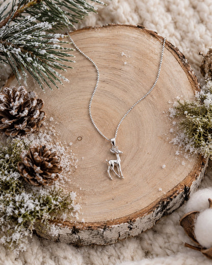 Sterling Silver Deer Pendant Necklace
