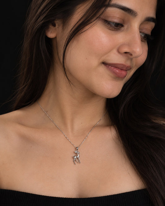 Sterling Silver Deer Pendant Necklace