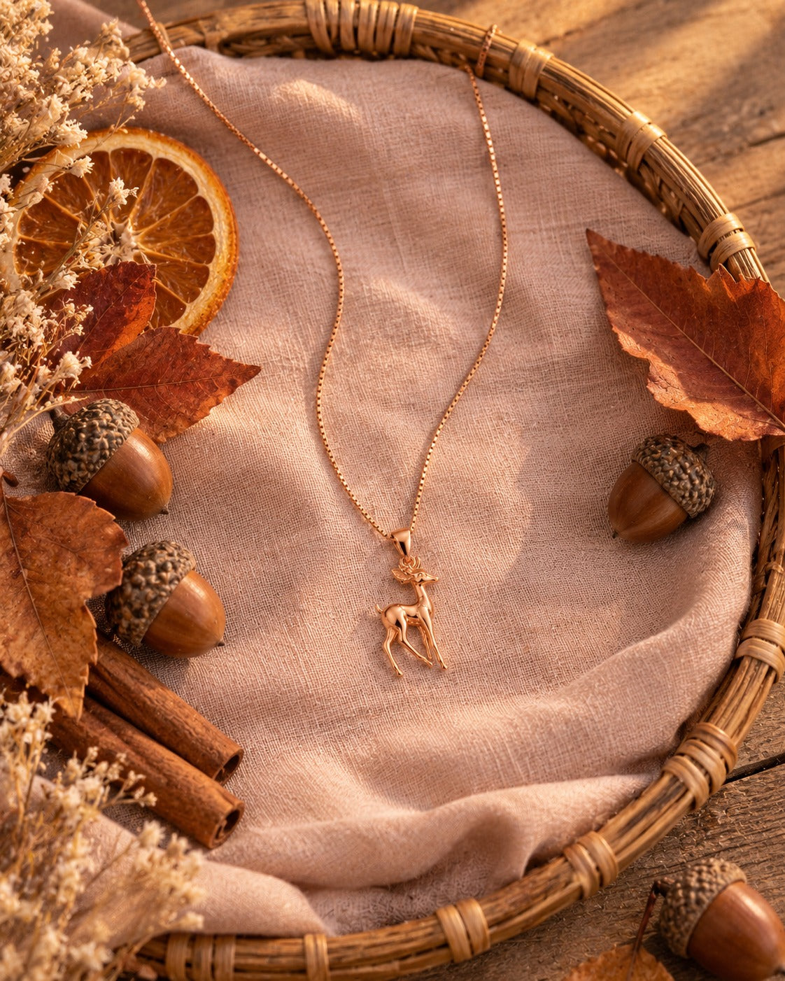 Rose Gold Deer Pendant Necklace – 925 Sterling Silver