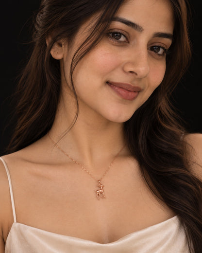 Rose Gold Deer Pendant Necklace – 925 Sterling Silver