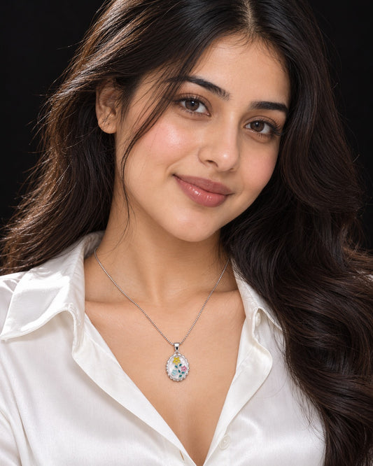 925 Sterling Silver Floral Garden Pendant Necklace