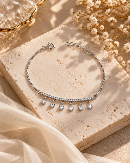 Rose Gold Crystal Dangle Bar Bracelet