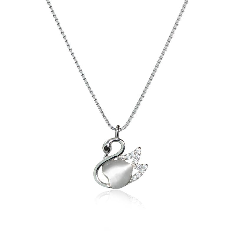 Swan Serenade Silver Necklace