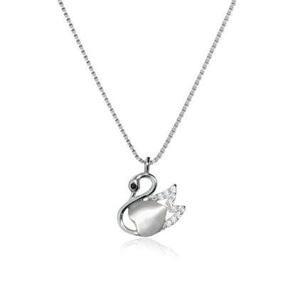 Swan Serenade Silver Necklace