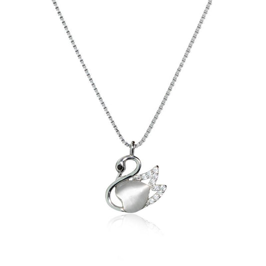 Swan Serenade Silver Necklace