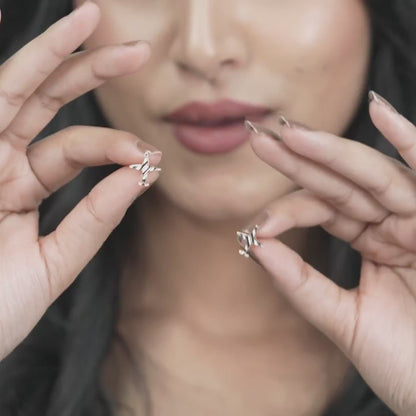 Modern Aviator 925 Silver Rose Gold Adjustable Star-Plane Studs