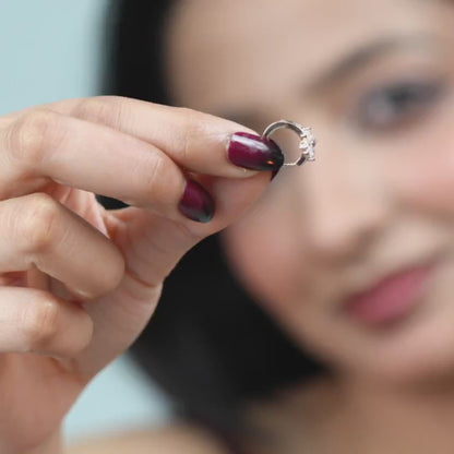 Rosette Radiance Huggie Hoops Earrings - 925 Silver