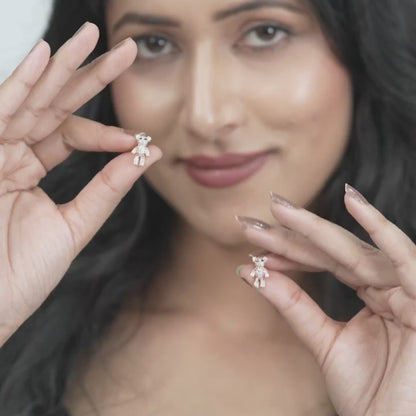 Twinkle Teddy Rose Gold Earrings - 925 Silver