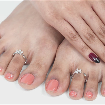 Blossom Sparkle 925 Silver Adjustable Toe Ring