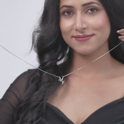 Graceful 925 Silver Soaring Swallow Adjustable Pendant Necklace