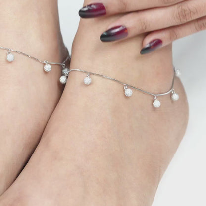 Stardust Dangle Silver Anklet - 925 Silver