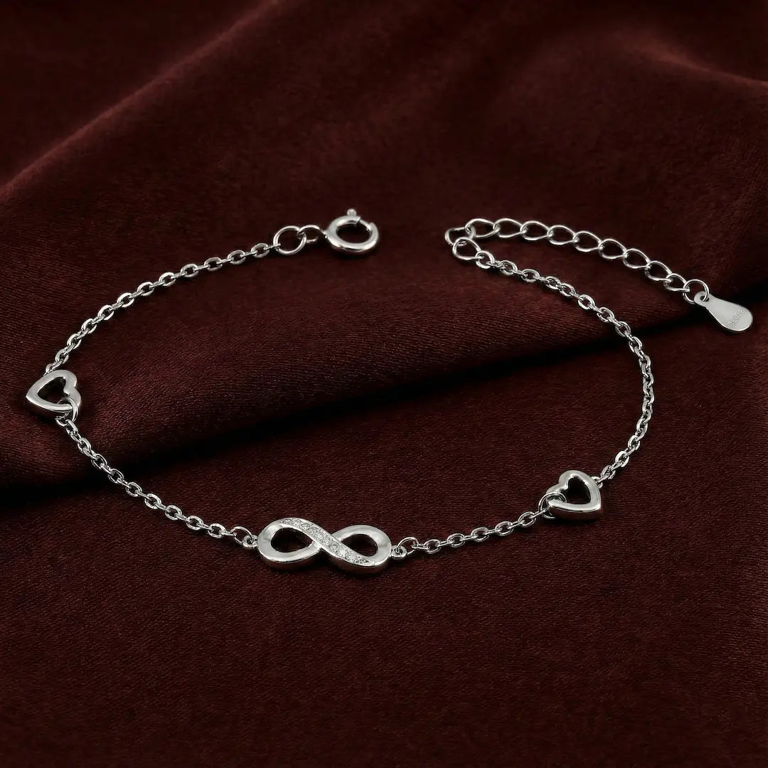 Eternal Hearts Infinity Bracelet - 925 Silver
