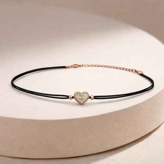 Sparkling 925 Silver Rose Gold Heart Essence Adjustable Bracelet